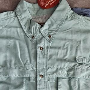 LL Bean Men's Tropicwear Shirt Short- Sleeve XL Aqua NWT